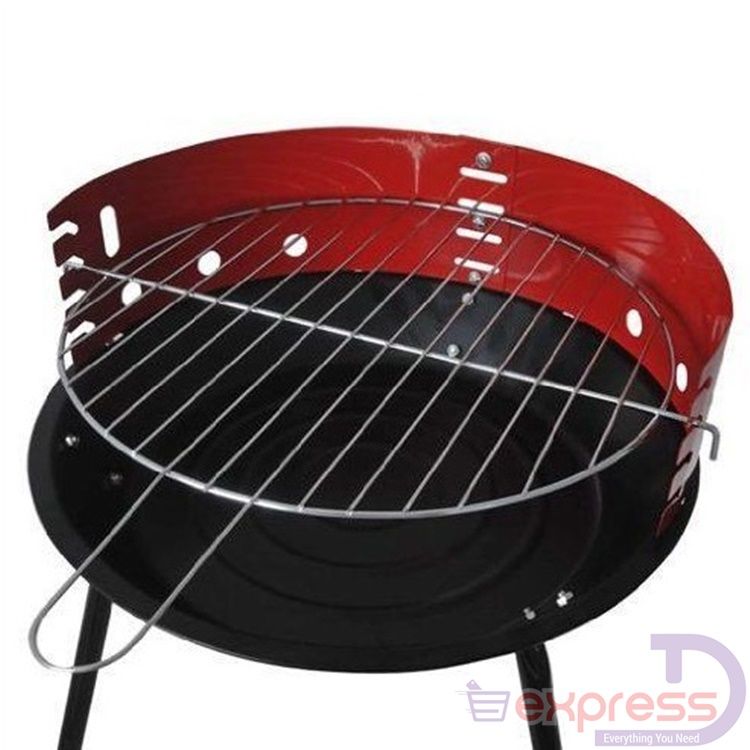 36cm Round Charcoal BBQ Grill Smokeless Oven Barbecue Grill BBQ Red